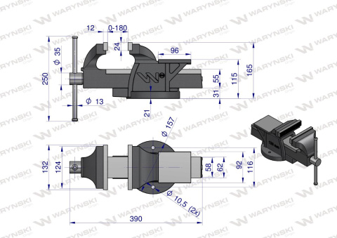 Imadło ślusarskie ciężkie z żeliwa sferoidalnego stałe 125 mm Waryński Imadło ślusarskie ciężkie z żeliwa sferoidalnego stałe 125 mm Waryński