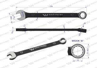 Klucz płasko-oczkowy 12 mm. CrV standard ASME B107-2010 Waryński Klucz płasko-oczkowy 12 mm. CrV standard ASME B107-2010 Waryński