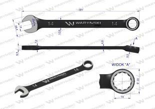Klucz płasko-oczkowy 14 mm. CrV standard ASME B107-2010 Waryński Klucz płasko-oczkowy 14 mm. CrV standard ASME B107-2010 Waryński