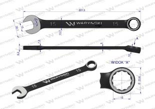Klucz płasko-oczkowy 15 mm. CrV standard ASME B107-2010 Waryński Klucz płasko-oczkowy 15 mm. CrV standard ASME B107-2010 Waryński