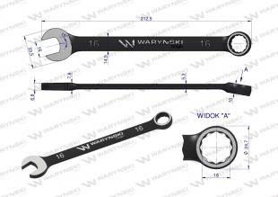 Klucz płasko-oczkowy 16 mm. CrV standard ASME B107-2010 Waryński Klucz płasko-oczkowy 16 mm. CrV standard ASME B107-2010 Waryński