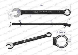 Klucz płasko-oczkowy 18 mm. CrV standard ASME B107-2010 Waryński Klucz płasko-oczkowy 18 mm. CrV standard ASME B107-2010 Waryński