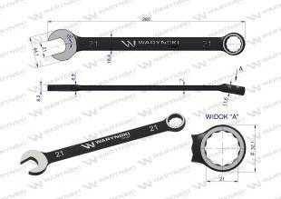 Klucz płasko-oczkowy 21 mm. CrV standard ASME B107-2010 Waryński Klucz płasko-oczkowy 21 mm. CrV standard ASME B107-2010 Waryński