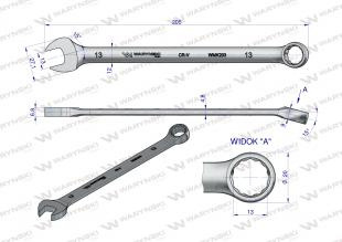 Klucz płaskooczkowy extra długi 13mm dł 205mm standard ASME B107.9M WaryńskI Klucz płaskooczkowy extra długi 13mm dł 205mm standard ASME B107.9M WaryńskI