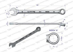 Klucz płaskooczkowy extra długi 19mm dł 281mm standard ASME B107.9M WaryńskI Klucz płaskooczkowy extra długi 19mm dł 281mm standard ASME B107.9M WaryńskI