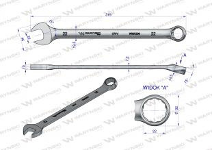 Klucz płaskooczkowy extra długi 22mm dł 319mm standard ASME B107.9M WaryńskI Klucz płaskooczkowy extra długi 22mm dł 319mm standard ASME B107.9M WaryńskI