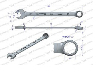 Klucz płaskooczkowy extra długi 27mm dł 388mm standard ASME B107.9M Waryński Klucz płaskooczkowy extra długi 27mm dł 388mm standard ASME B107.9M Waryński