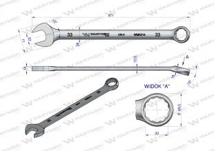 Klucz płaskooczkowy extra długi 33mm dł 471mm standard ASME B107.9M Waryński Klucz płaskooczkowy extra długi 33mm dł 471mm standard ASME B107.9M Waryński