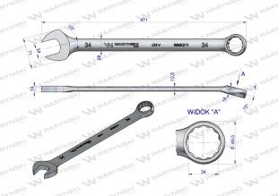 Klucz płaskooczkowy extra długi 34mm dł 471mm standard ASME B107.9M Waryński Klucz płaskooczkowy extra długi 34mm dł 471mm standard ASME B107.9M Waryński
