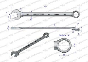 Klucz płaskooczkowy extra długi 36mm dł 510mm standard ASME B107.9M WaryńskI Klucz płaskooczkowy extra długi 36mm dł 510mm standard ASME B107.9M WaryńskI