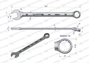 Klucz płaskooczkowy extra długi 38mm dł 510mm standard ASME B107.9M Waryński Klucz płaskooczkowy extra długi 38mm dł 510mm standard ASME B107.9M Waryński