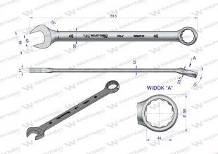 Klucz płaskooczkowy extra długi 46mm dł 613mm standard ASME B107.9M Waryński Klucz płaskooczkowy extra długi 46mm dł 613mm standard ASME B107.9M Waryński