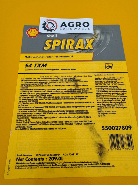 Olej UTTO Shell Spirax S4 TXM 10w30 beczką 209 l Olej UTTO Shell Spirax S4 TXM 10w30 beczką 209 l