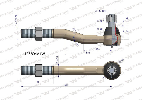 Przegub kierowniczy 128609A1 Case Magnum 7200 1 1/4-12 L WARYŃSKI Przegub kierowniczy 128609A1 Case Magnum 7200 1 1/4-12 L WARYŃSKI